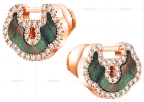 YUYI耳环玫瑰金钻石珍珠母贝