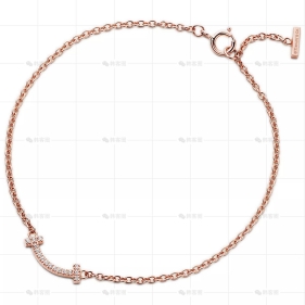 迷你笑脸玫瑰金满钻手链