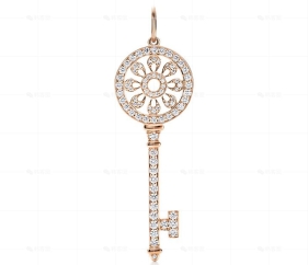 中号玫瑰金满钻花瓣吊坠