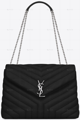 LOULOU中号银链绗缝皮革手袋