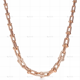 18寸玫瑰金渐变链环项链镶钻