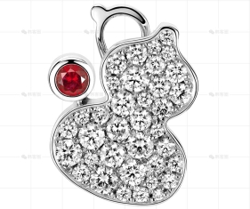 WULU耳环白金钻石红宝石