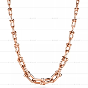 18寸玫瑰金渐变链环项链无钻