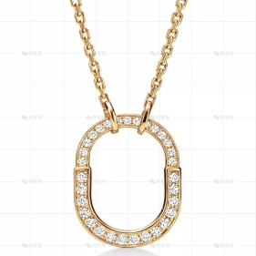 小号黄金满钻LOCK项链