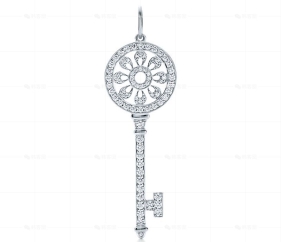 中号铂金满钻花瓣吊坠