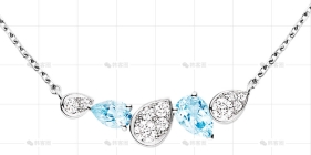 约瑟芬项链白金钻石蓝宝石