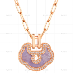 YUYI项链玫瑰金钻石紫翡翠