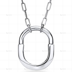 中号白金无钻LOCK项链