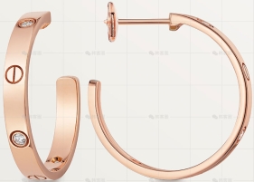 LOVE耳环玫瑰金6钻25.2MM