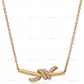 小号黄金镶钻结绳项链